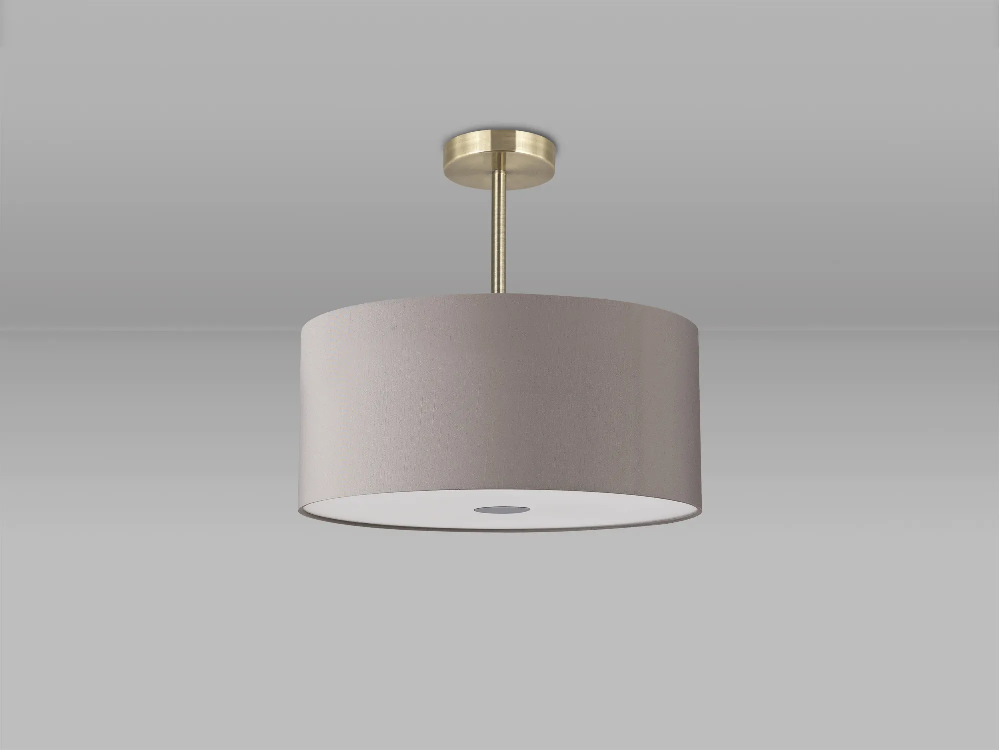 Baymont 40cm Semi Flush 3 Light Antique Brass, Grey, Frosted Diffuser DK0374  Deco Baymont AB GR
